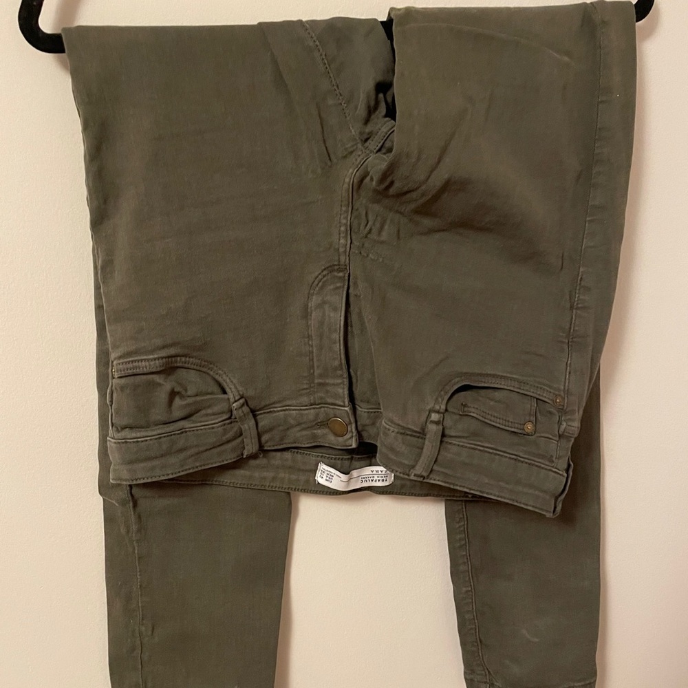 Zara olive green denim jeans